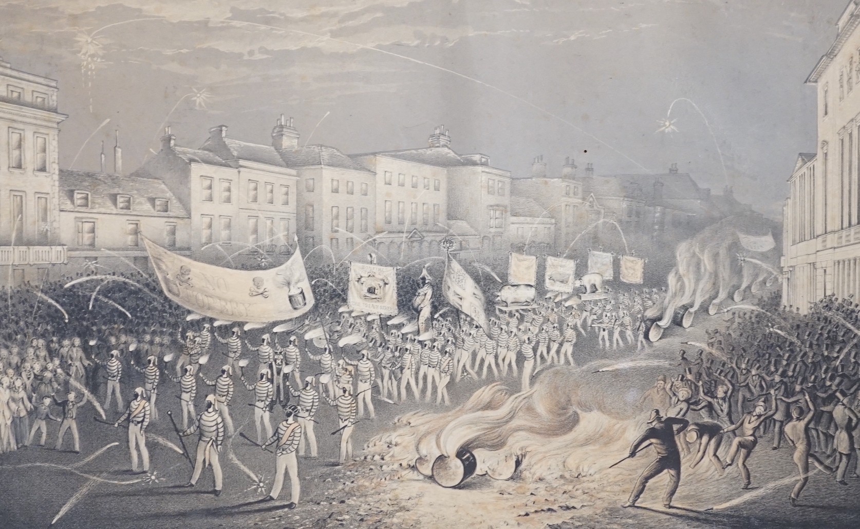Thomas Henwood (1797–1861), lithograph, 'The Procession of the Lewes Bonfire Boys, 1853', 30.5 x 49cm